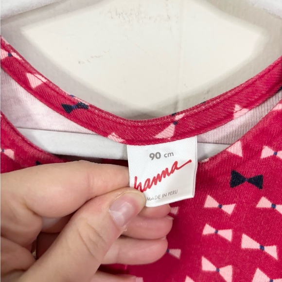 Hanna Andersson print day play dress bows pink long sleeve size 100, US 3T - Picture 4 of 5